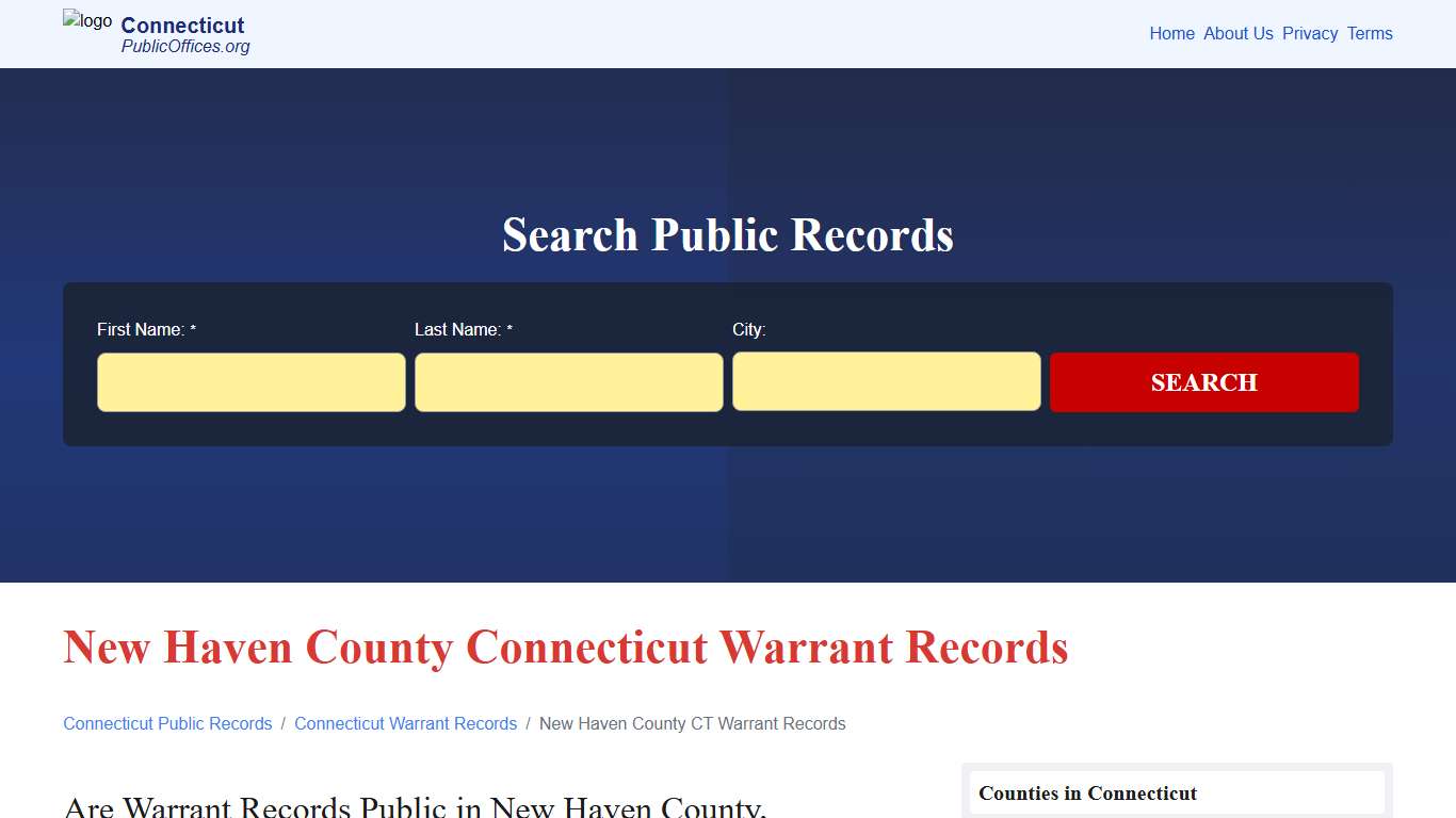 New Haven County, CT Warrant Records Search – PublicOffices.org